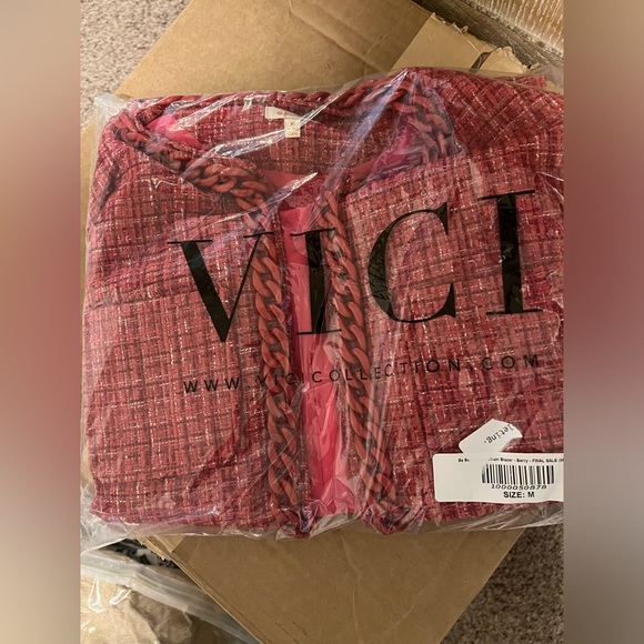 NWT A Peach Be Bold Tweed Chain Blazer - Picture 11 of 11